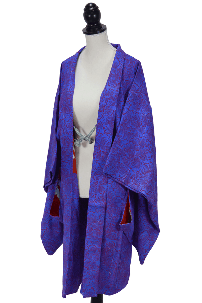 Antique Japanese Haori with Art Deco Floral Jacquard
