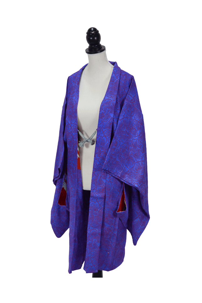 Antique Japanese Haori with Art Deco Floral Jacquard