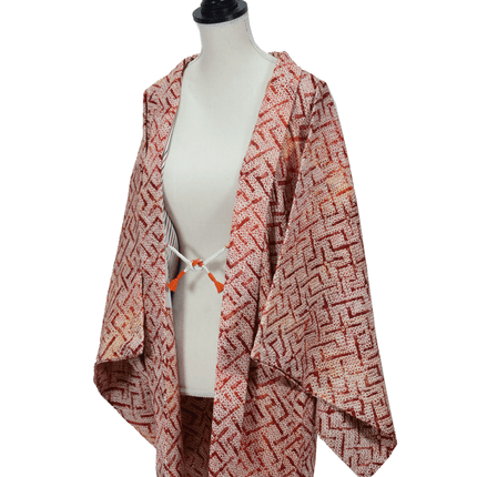 Vintage Seiden-Haori mit grafischem Shibori-Muster