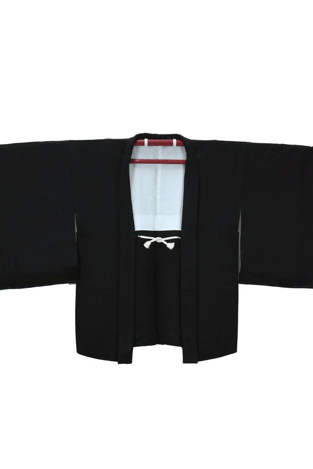 Vintage black silk Haori with floral family crest