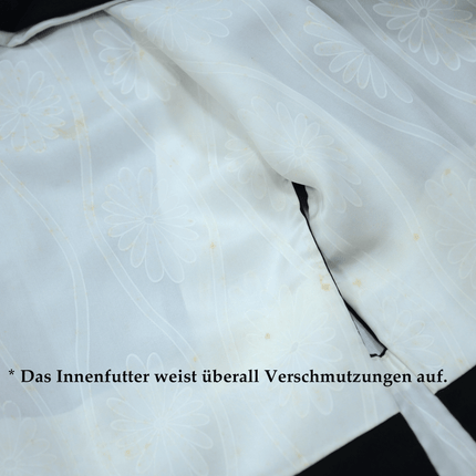 Vintage schwarzes Haori mit abstraktem Vogelmotiv