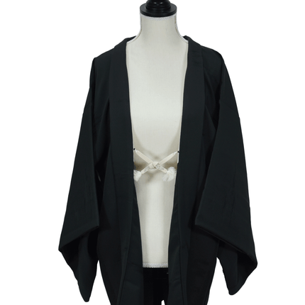 Vintage schwarzes Haori mit abstraktem Vogelmotiv