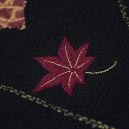 Antique 1930s-1940s Haori with Maple Leaf Motif and Art Deco Lining