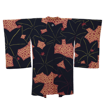 Antique 1930s-1940s Haori with Maple Leaf Motif and Art Deco Lining