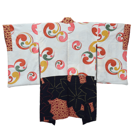 Antique 1930s-1940s Haori with Maple Leaf Motif and Art Deco Lining