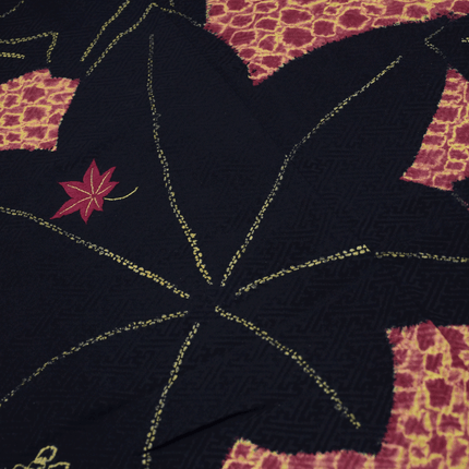 Antique 1930s-1940s Haori with Maple Leaf Motif and Art Deco Lining