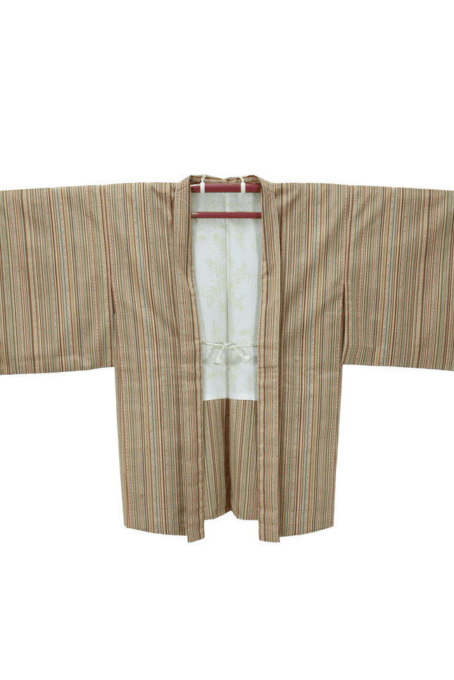 Vintage Shima Haori aus Seide mit geometrischem Streifenmuster