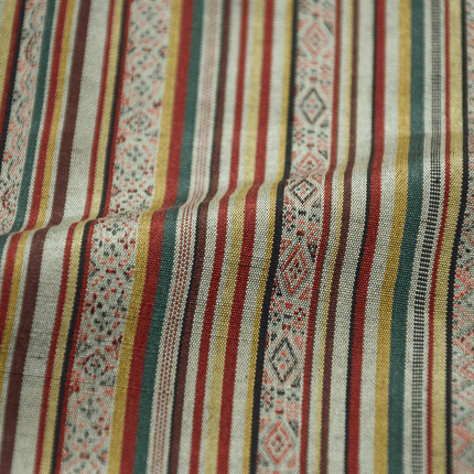 Vintage Shima Haori Silk Jacket with Geometric Stripe Pattern