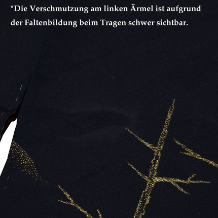 Luxuriöser schwarzer Vintage-Haori mit goldener Landschaftsstickerei