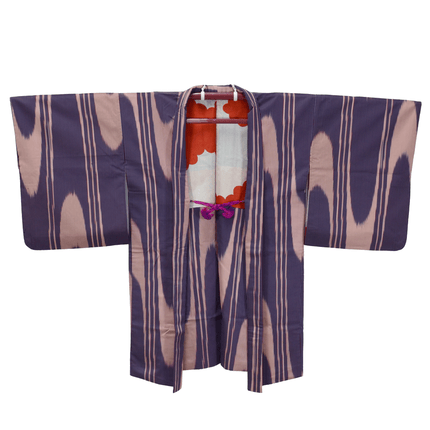 Antiker Meisen-Haori mit violettem Streifenmuster