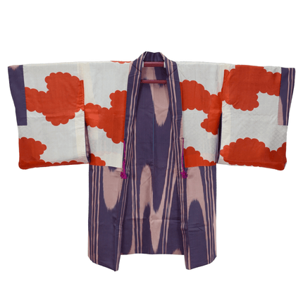 Antiker Meisen-Haori mit violettem Streifenmuster