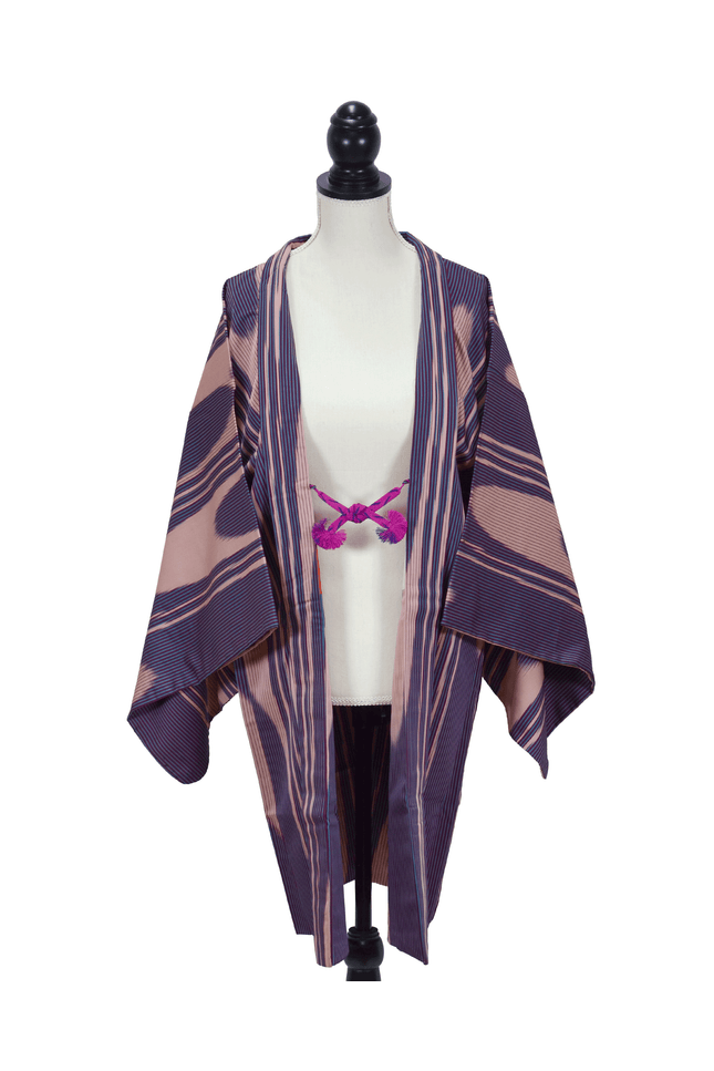 Antique Tit Haori with Violet Striped Pattern