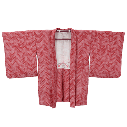 Roter Vintage-Haori mit Shibori-Muster