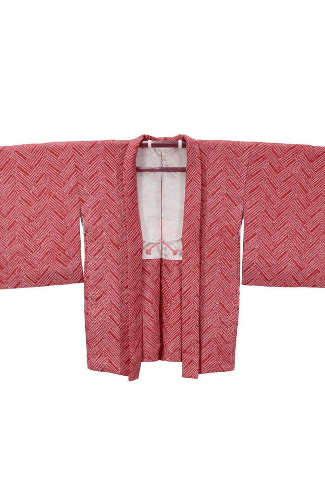 Red vintage Haori with Shibori pattern
