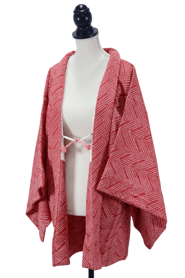 Red vintage Haori with Shibori pattern