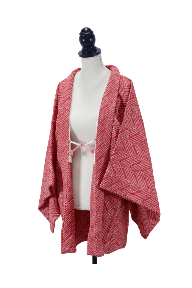 Red vintage Haori with Shibori pattern