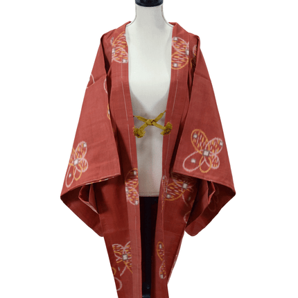 Antique Meisen Haori in Rust with Butterfly Pattern