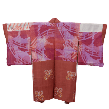 Antique Meisen Haori in Rust with Butterfly Pattern