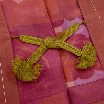 Antique Meisen Haori in Rust with Butterfly Pattern
