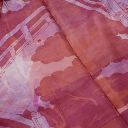 Antique Meisen Haori in Rust with Butterfly Pattern