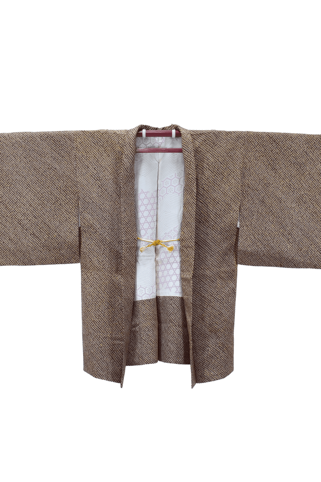 Vintage Shibori Haori in brown with golden accents