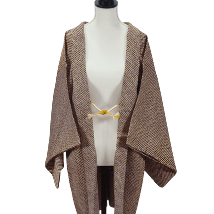 Vintage Shibori Haori in Braun mit goldenen Akzenten