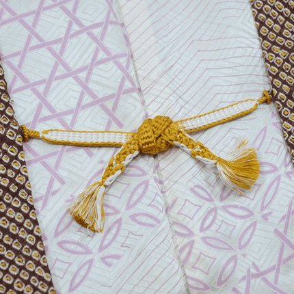 Vintage Shibori Haori in Braun mit goldenen Akzenten