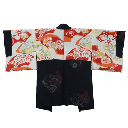 Classic black vintage haori with kamon and Uramasari lining