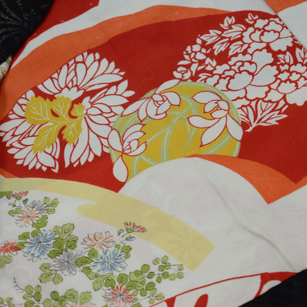 Classic black vintage haori with kamon and Uramasari lining