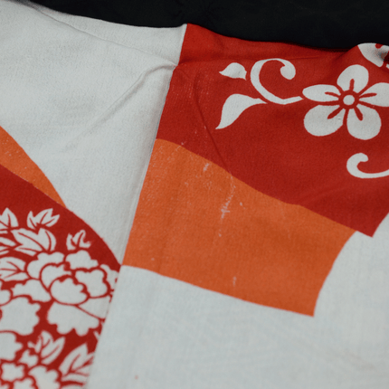 Classic black vintage haori with kamon and Uramasari lining