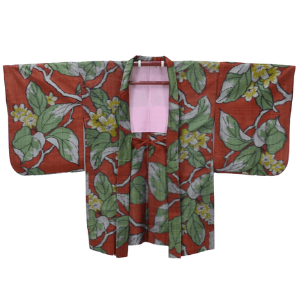 Antiker Meisen Haori mit botanischem Muster – Japanische Kimono-Jacke, ca. 1920er–1930er Jahre
