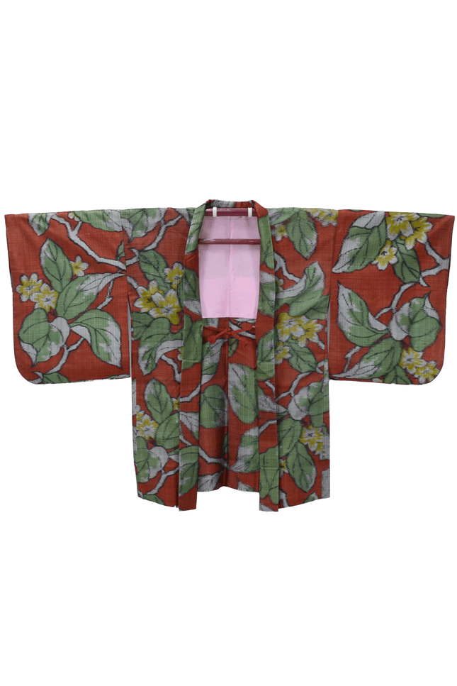 Antiker Meisen Haori mit botanischem Muster – Japanische Kimono-Jacke, ca. 1920er–1930er Jahre