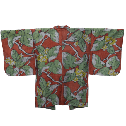 Antiker Meisen Haori mit botanischem Muster – Japanische Kimono-Jacke, ca. 1920er–1930er Jahre
