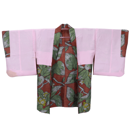 Antiker Meisen Haori mit botanischem Muster – Japanische Kimono-Jacke, ca. 1920er–1930er Jahre