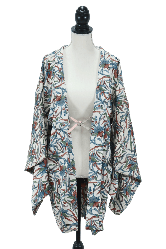 Vintage Haori mit botanischem Sarasa-Muster