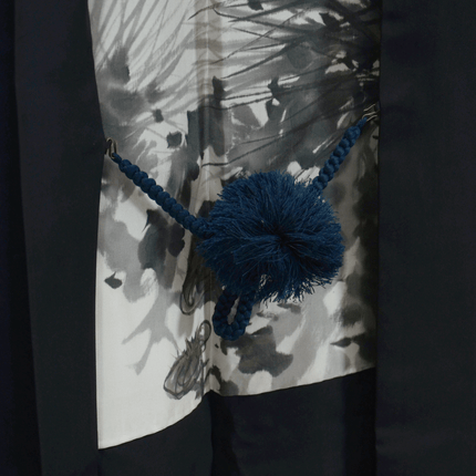 Vintage Haori mit Tuschemalerei und Kalligraphie im Innenfutter