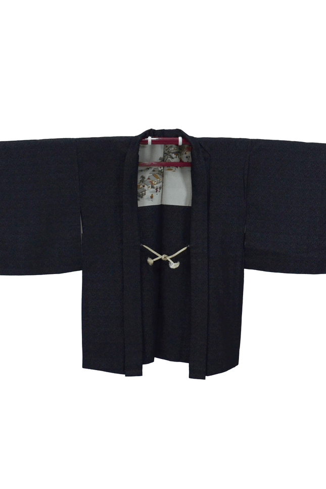 Ancient Haori - Black with silver threads ( ca.1920-1930 )