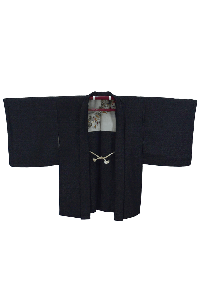 Ancient Haori - Black with silver threads ( ca.1920-1930 )