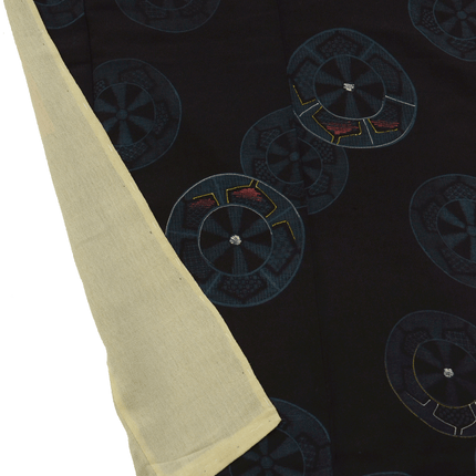 Antiker Kimono mit Radmotiven – Schwarz, Seide, 1930er Jahre