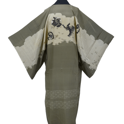 Antikes Herren-Nagajuban mit Setsubun-Motiv | Japan, ca. 1920–1940