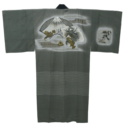 Antikes Herren-Nagajuban mit Fuji- und Drachenmotiv | Japan, ca. 1920–1950