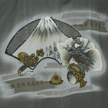 Antikes Herren-Nagajuban mit Fuji- und Drachenmotiv | Japan, ca. 1920–1950