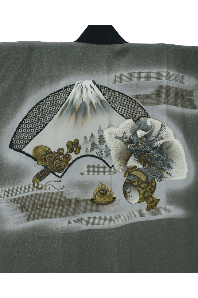 Antikes Herren-Nagajuban mit Fuji- und Drachenmotiv | Japan, ca. 1920–1950