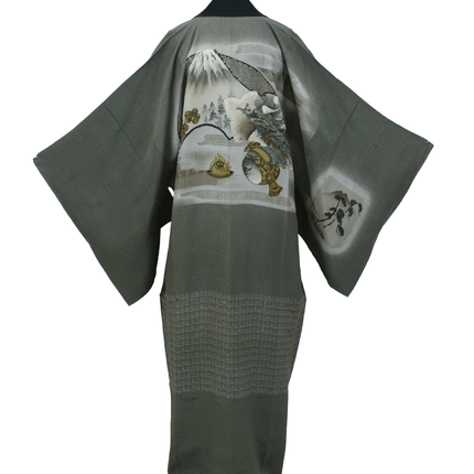 Antikes Herren-Nagajuban mit Fuji- und Drachenmotiv | Japan, ca. 1920–1950