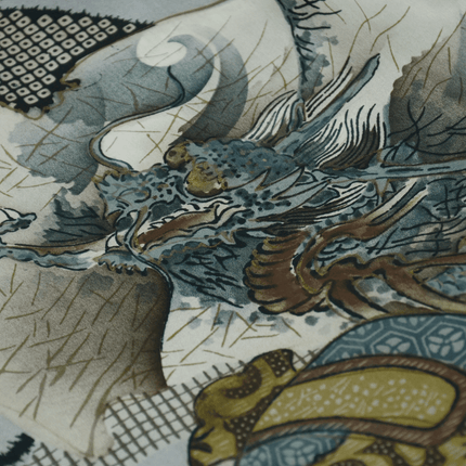 Antikes Herren-Nagajuban mit Fuji- und Drachenmotiv | Japan, ca. 1920–1950